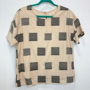 Roolee Patchwork Cotton Blend Button Back Top Medium